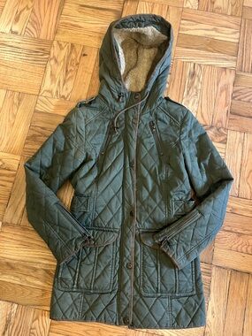 Marc New York Quilted Hooded Jacket in Olive Green